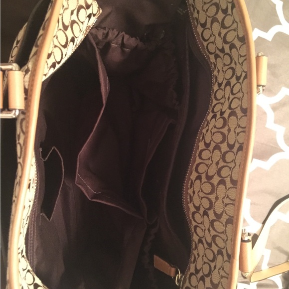 COACH baby bag tote. Signature canvas and leather. 14.5 wide X 12 x 5 in. - Picture 5 of 5
